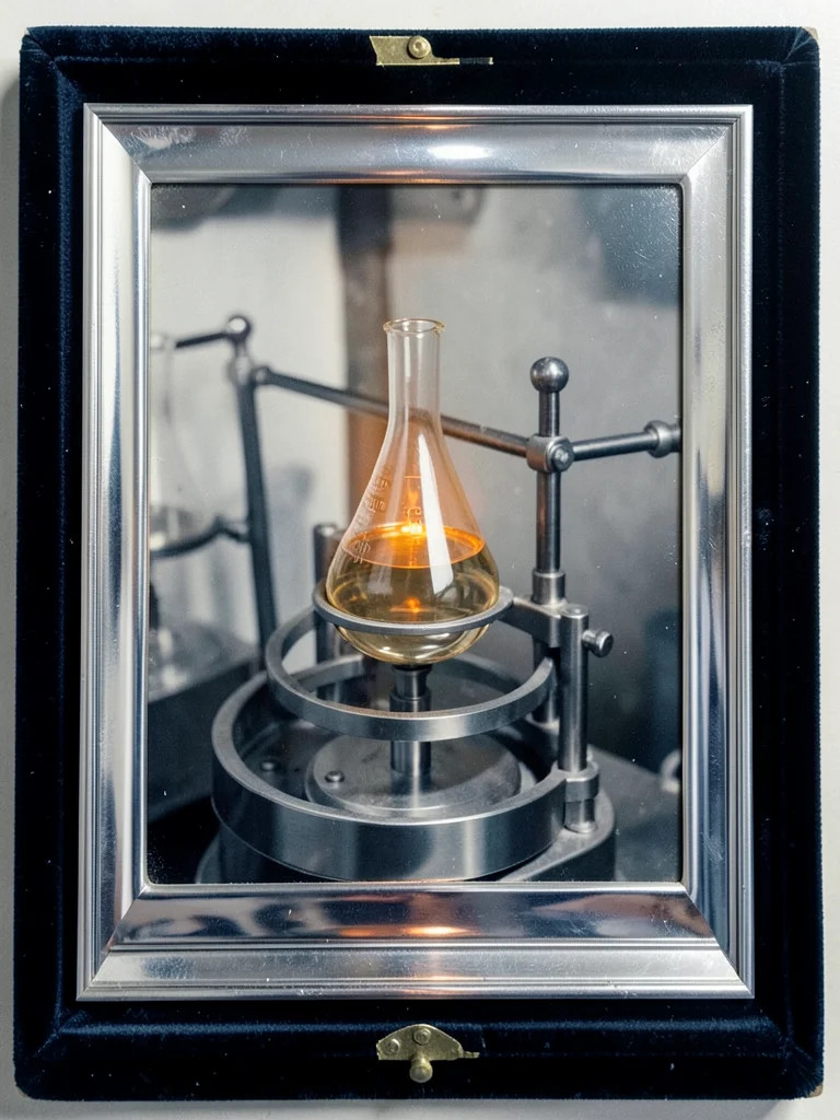 A glass-blowing lathe with a half-formed scientific flask still glowing orange o