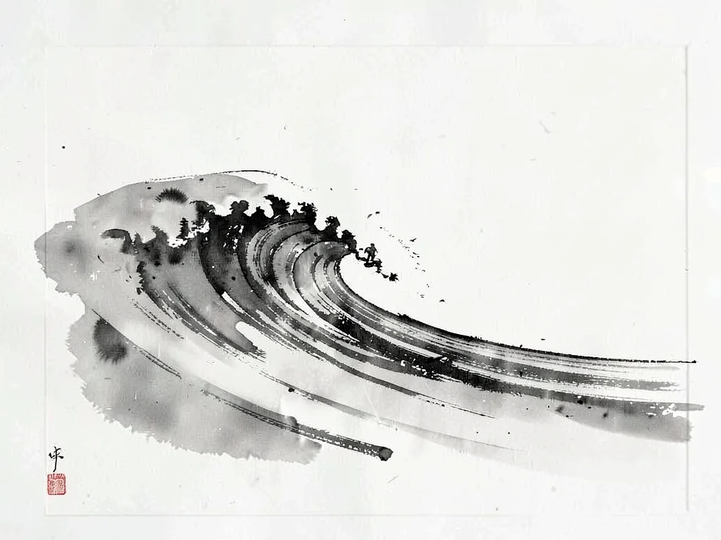Wave approaching shore as single diagonal