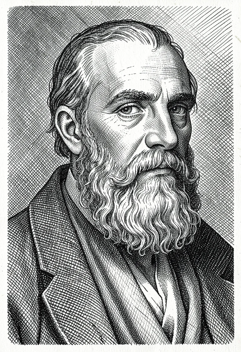 Philosopher portrait cross-hatched