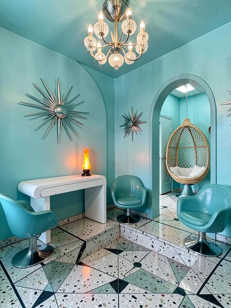 Space Age Entry Hall with Starburst Sculpture