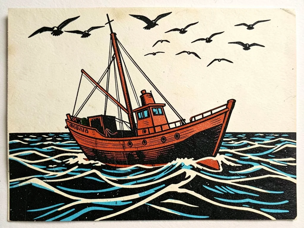 Fishing boat on rough seas