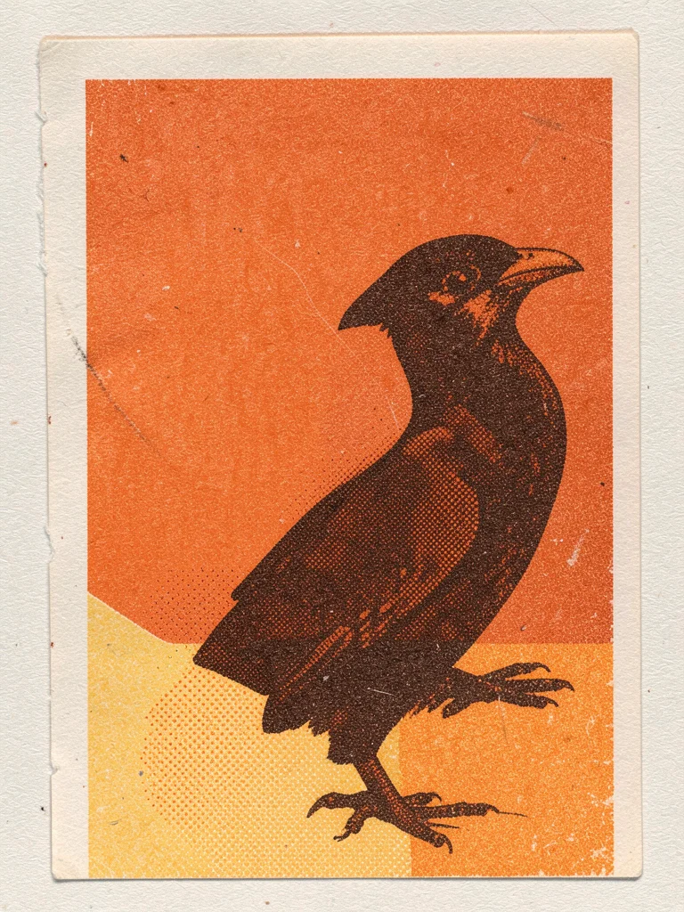 Turkey illustration in two-color riso, warm orange and deep brown overlap