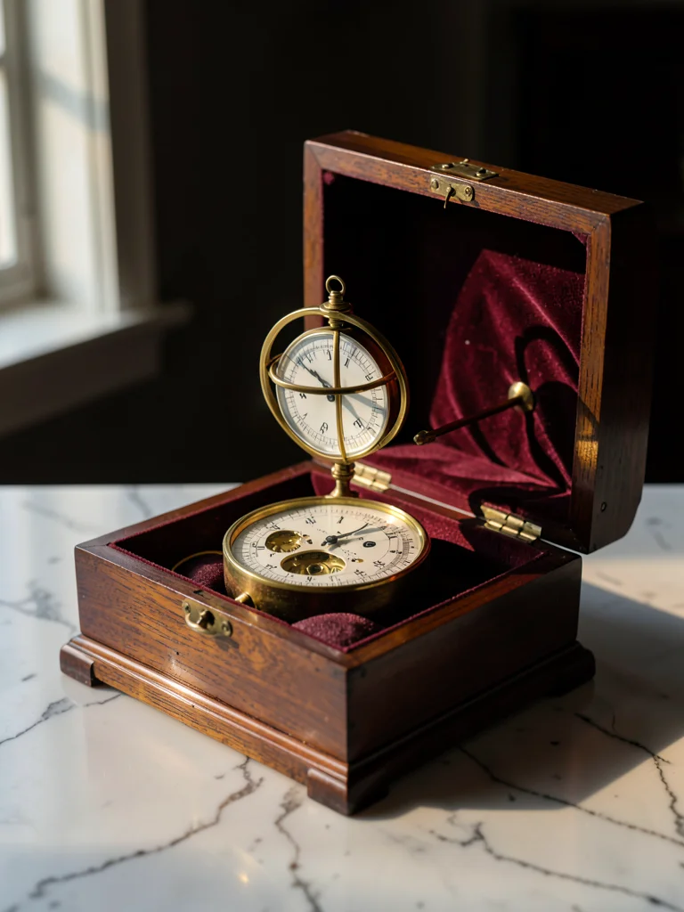 Marine Chronometer in Gimbal Mahogany Box