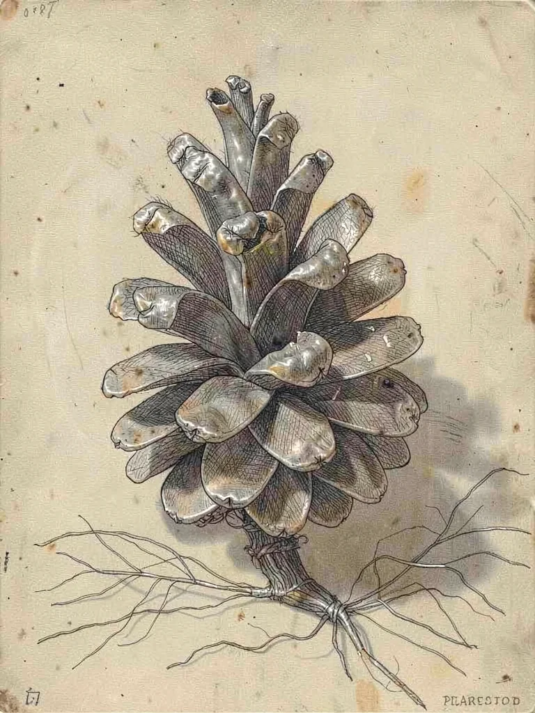 Pine cone with overlapping scales