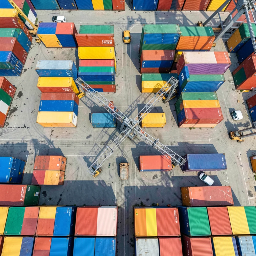 Container Yard Overhead Color Field Drone