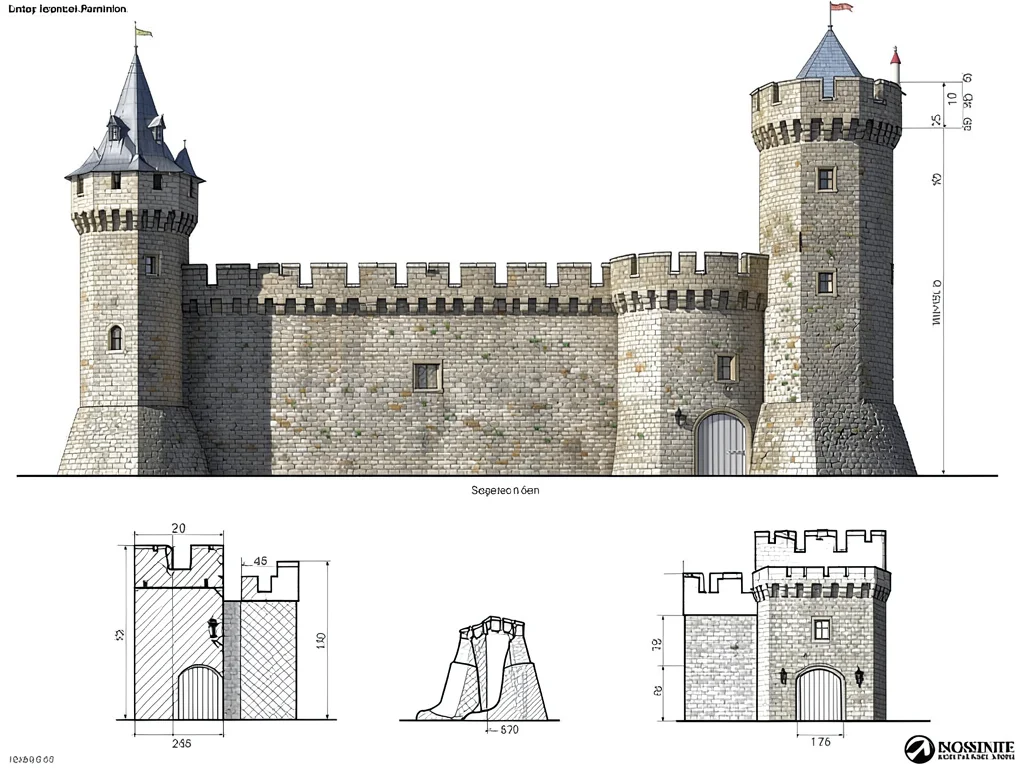 Medieval castle elevation drawing