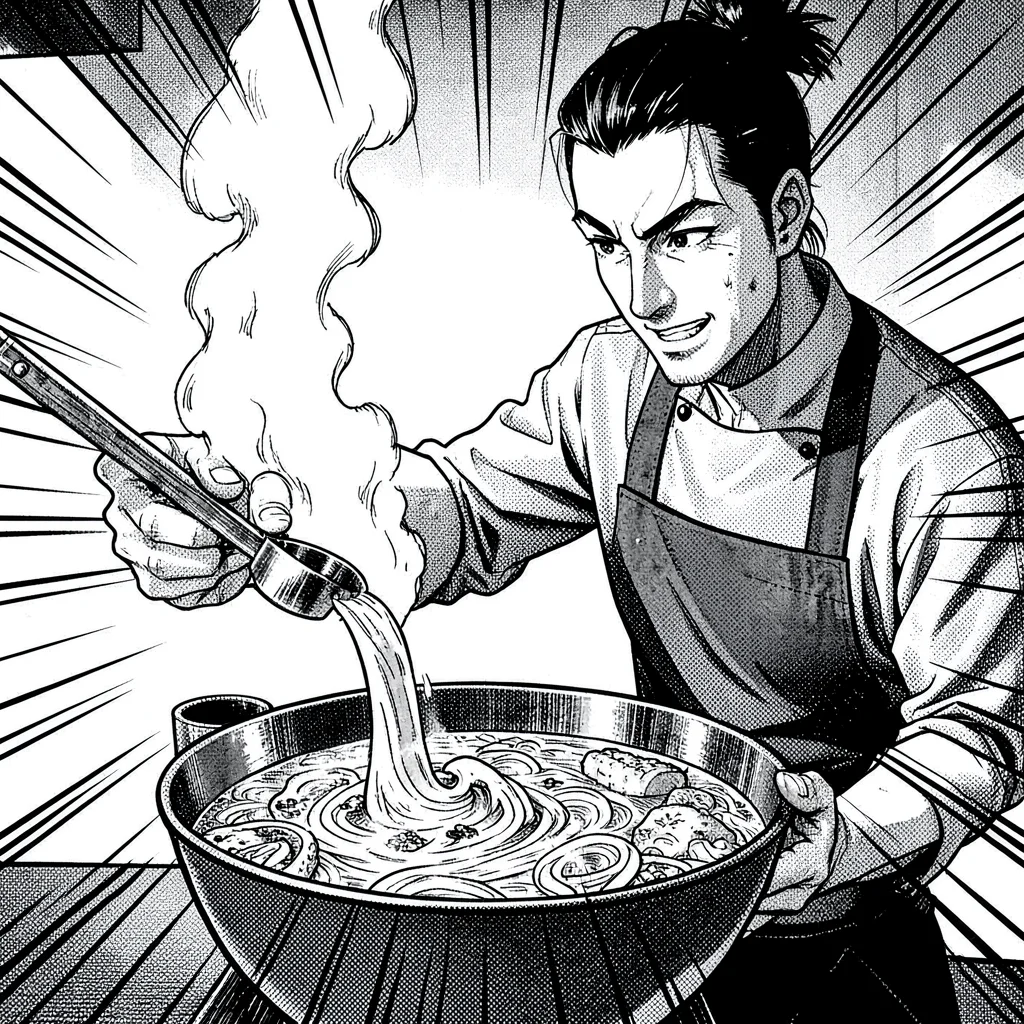 Dramatic ramen preparation