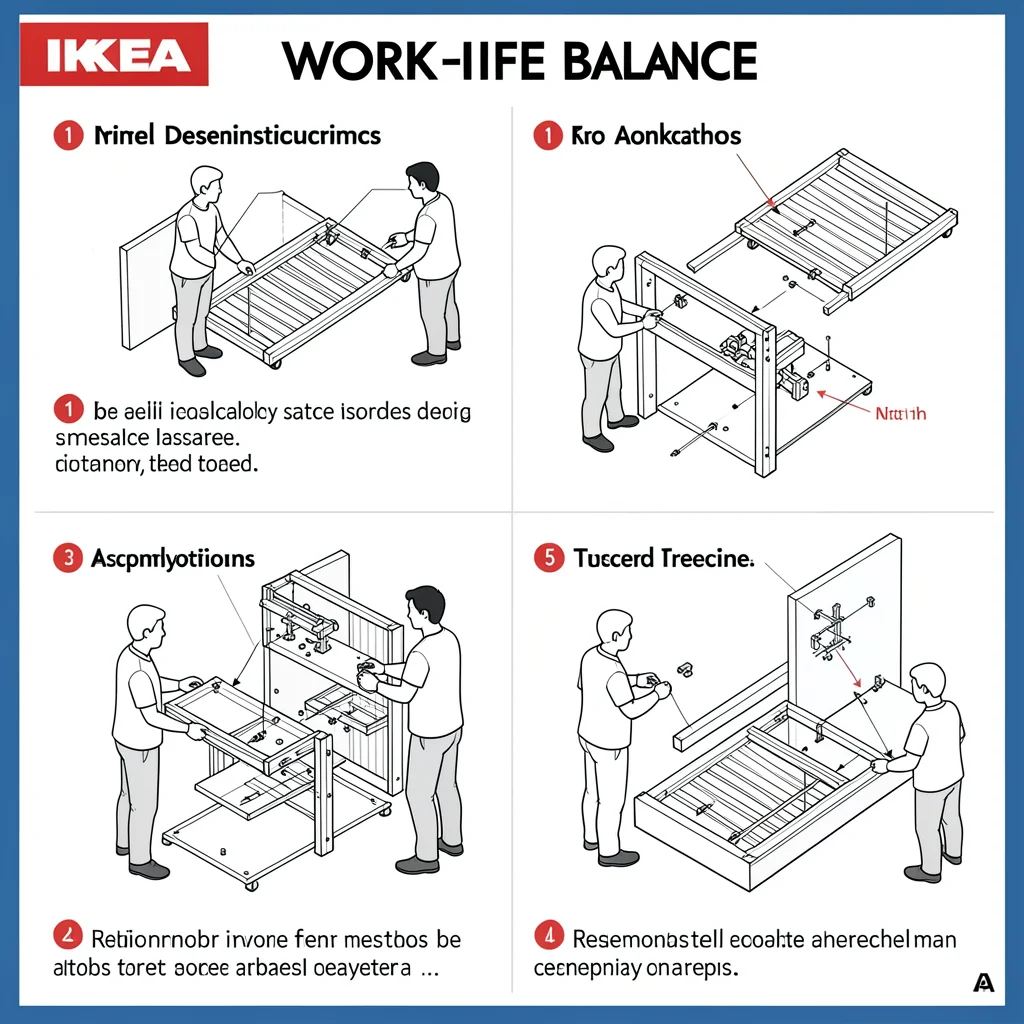 How to install work-life balance shown as instruction manual diagram