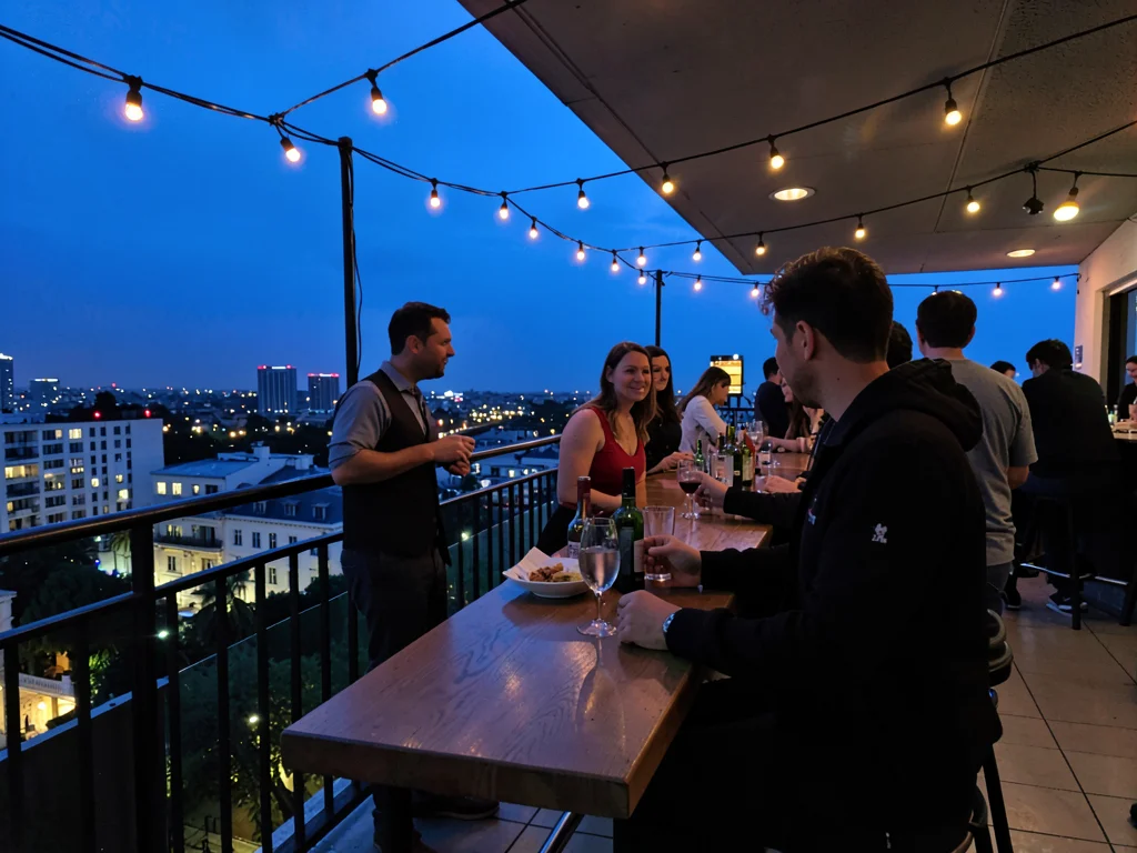 Rooftop bar blue hour