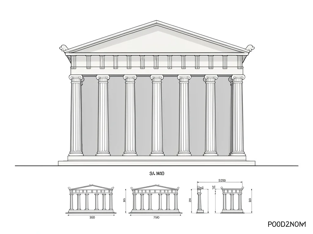 Greek temple elevation drawing