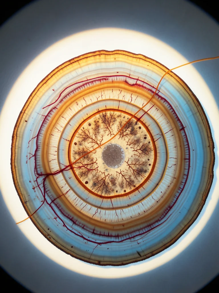 Saffron thread at extreme magnification, crimson filament showing cellular struc