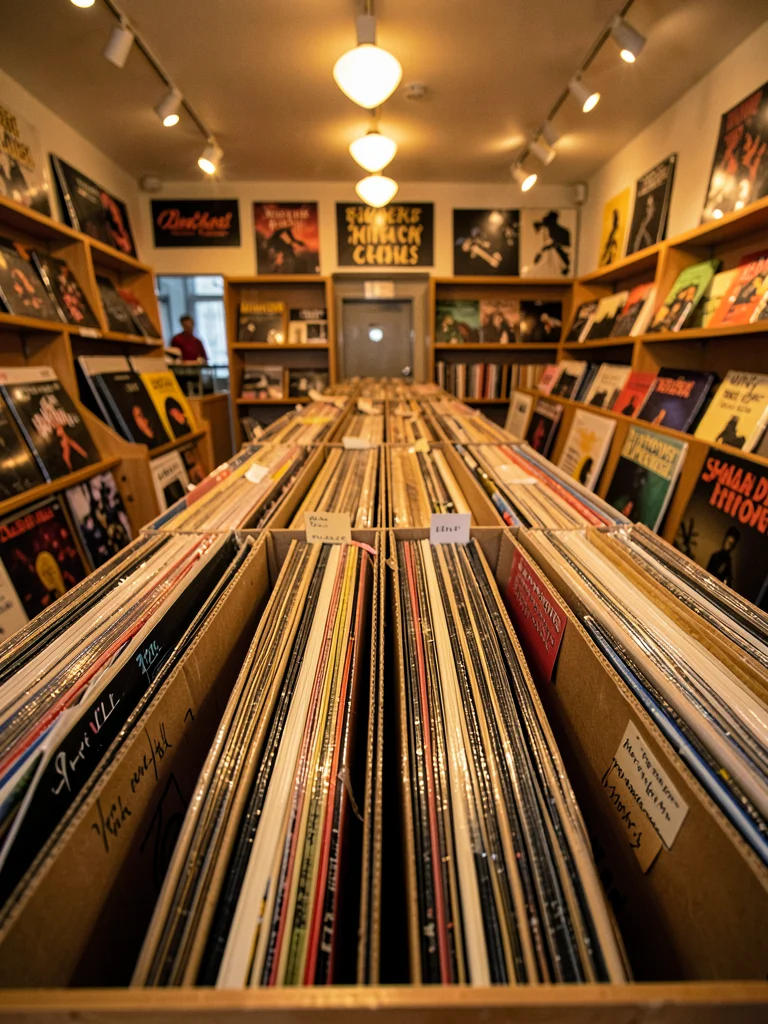 Bin-end perspective — spines receding