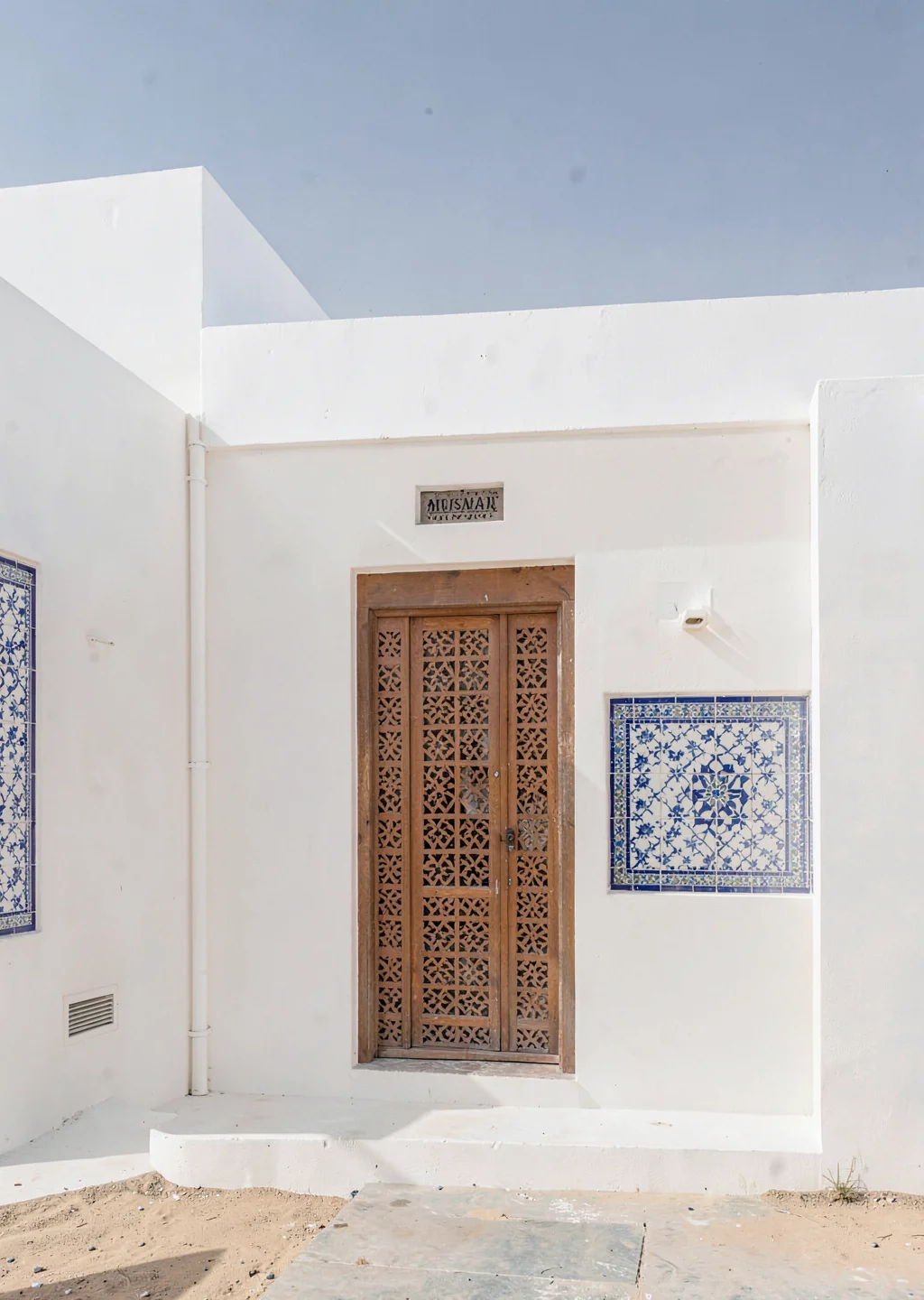 Extreme minimalist restraint of Muscat, Oman, traditional Omani house with carve