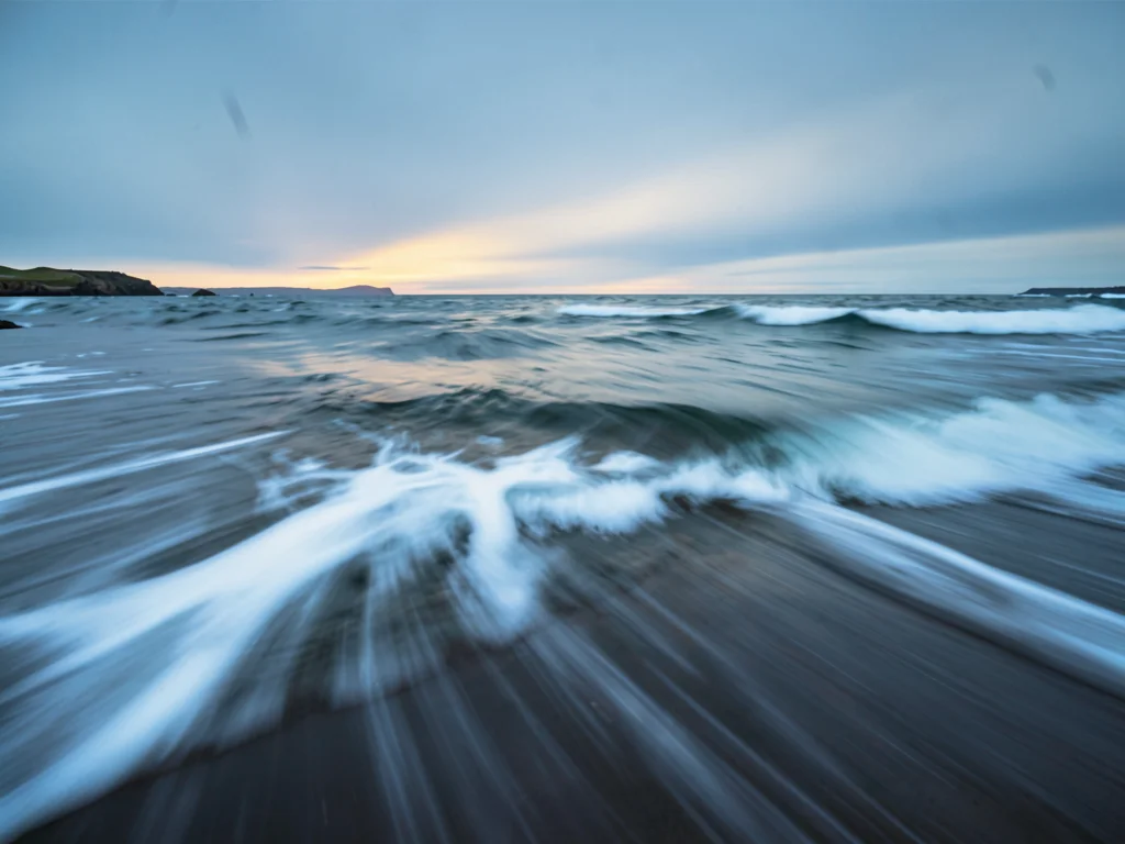 Wave energy visible as direction in blur