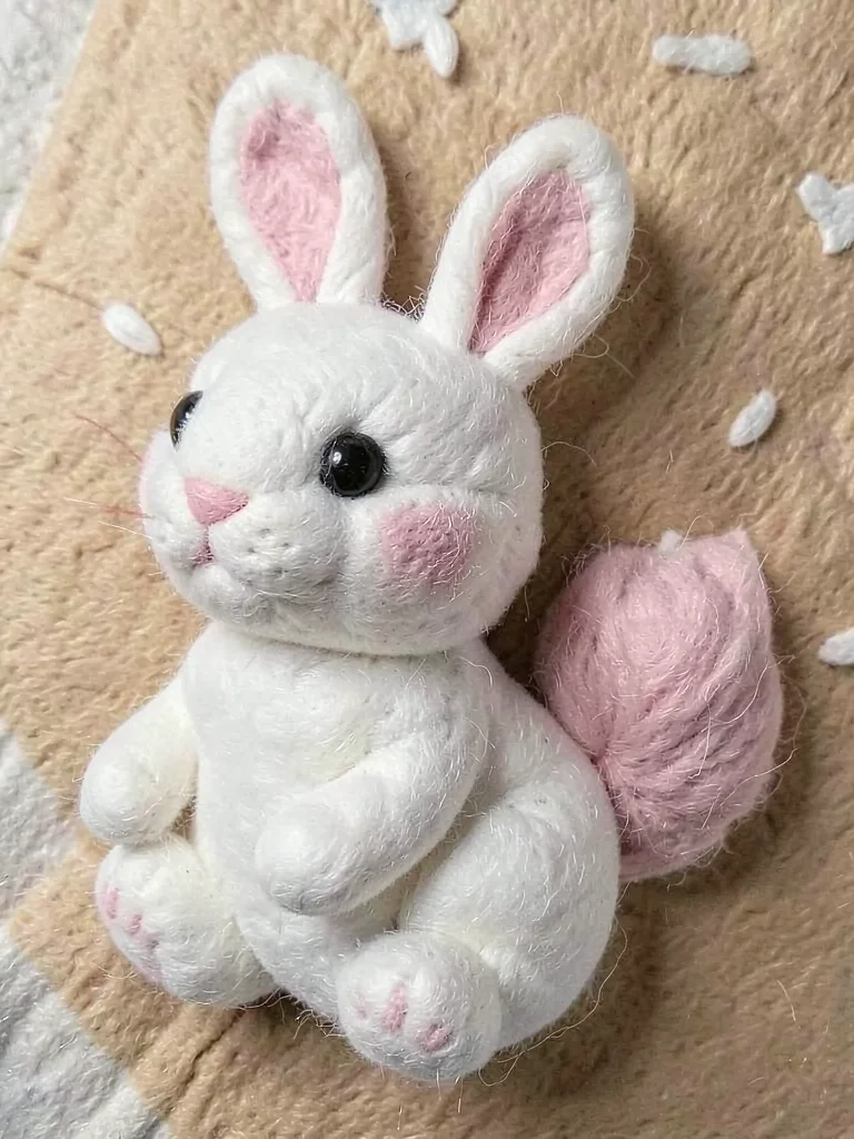 White bunny with pink ears