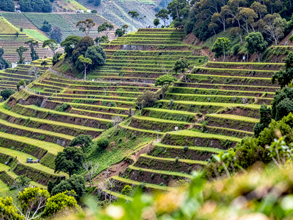 Terraced hillside all levels sharp
