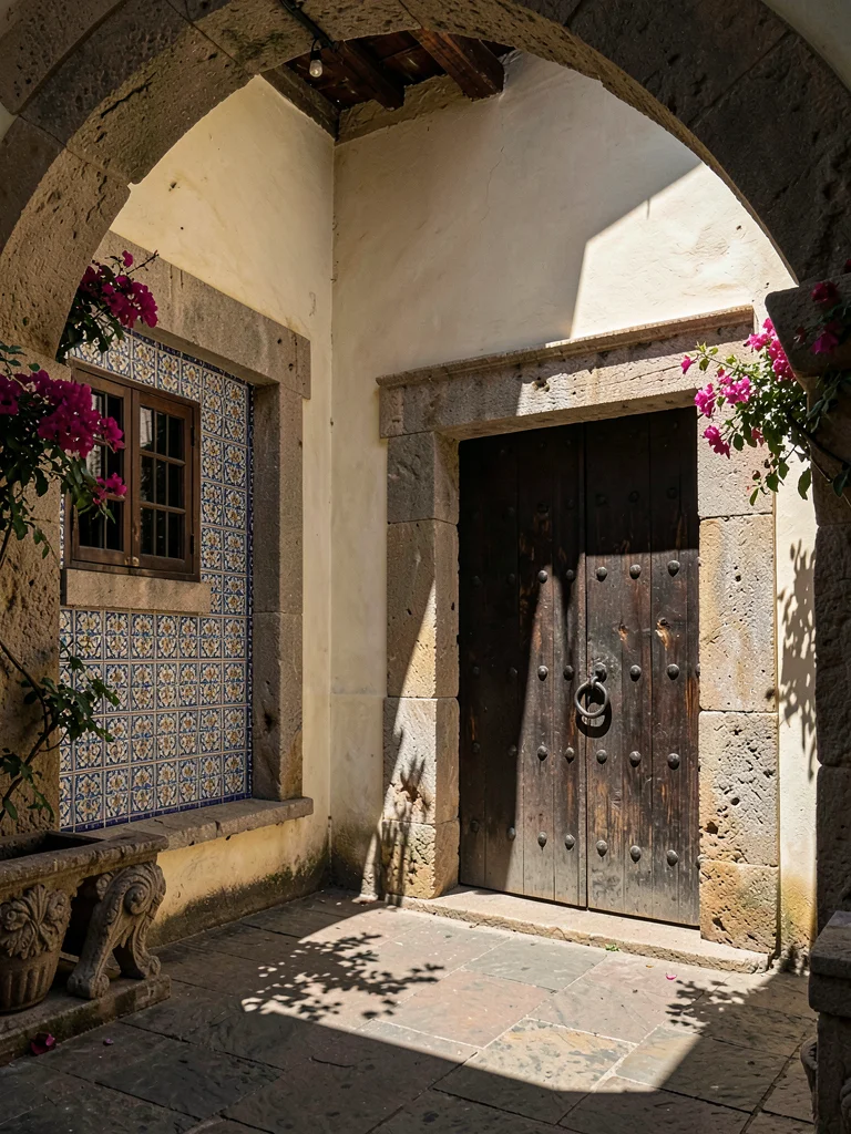 Iron-Studded Hacienda Entrance Door