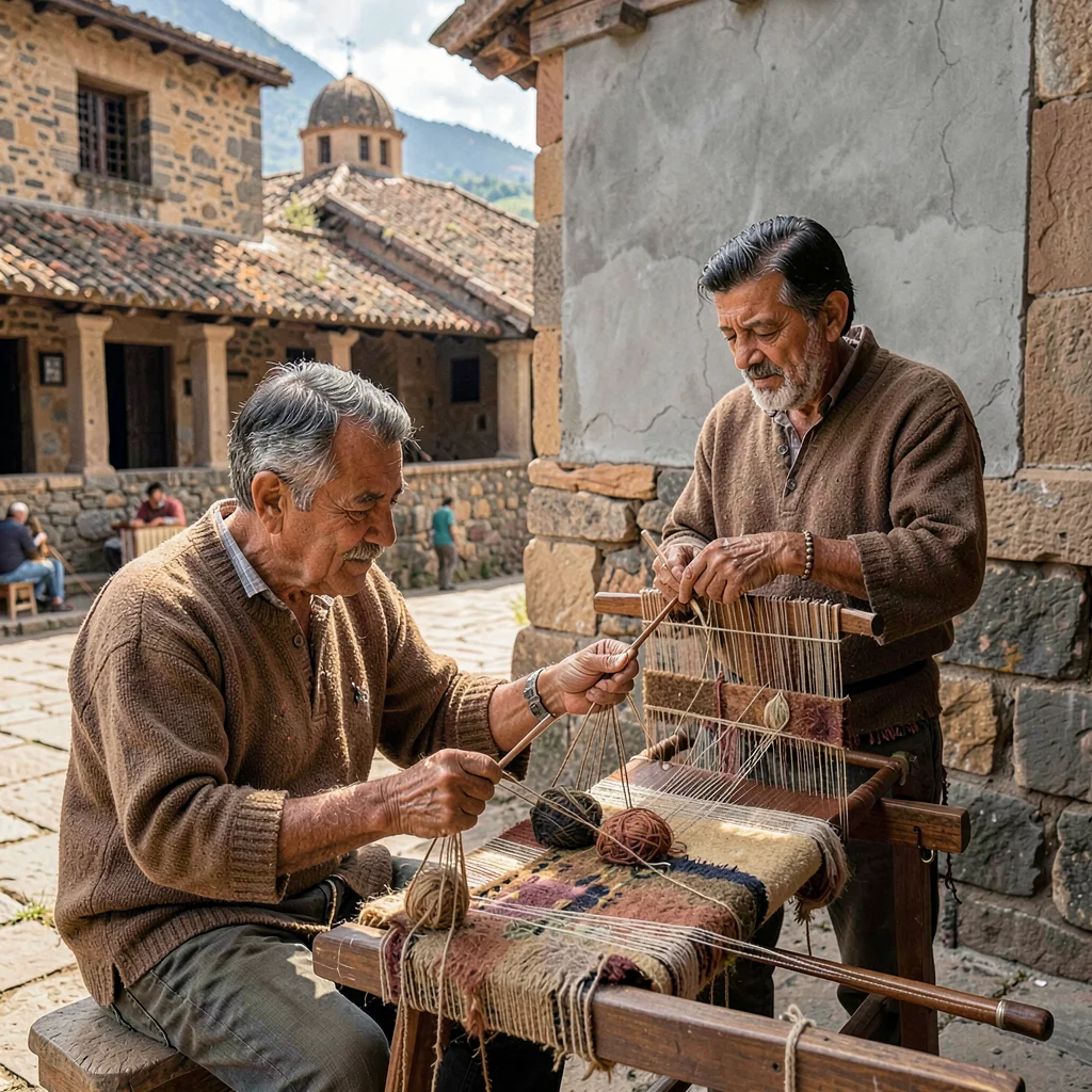 Cusco Inca-colonial interface, stone empire dialogue, Hands weaving alpaca texti