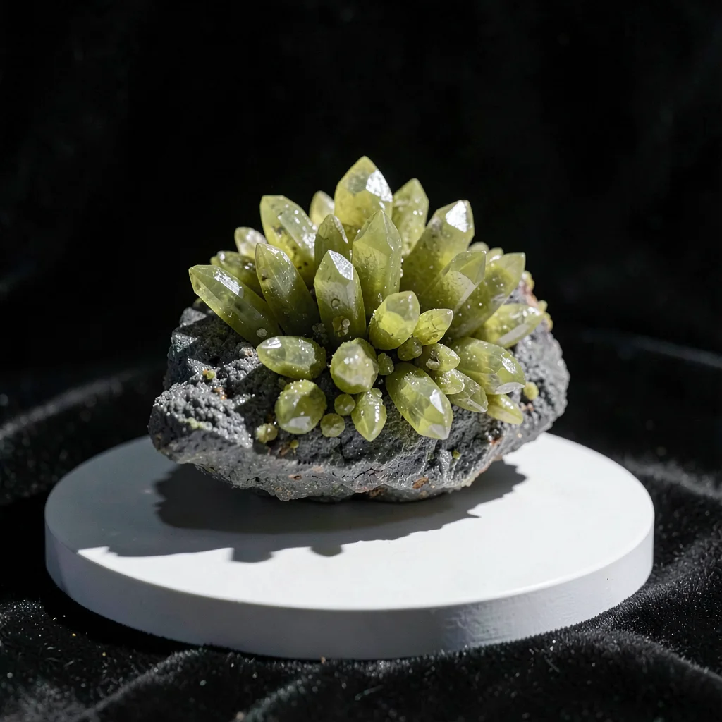 Epidote Pistachio Green Crystal Cluster Matrix