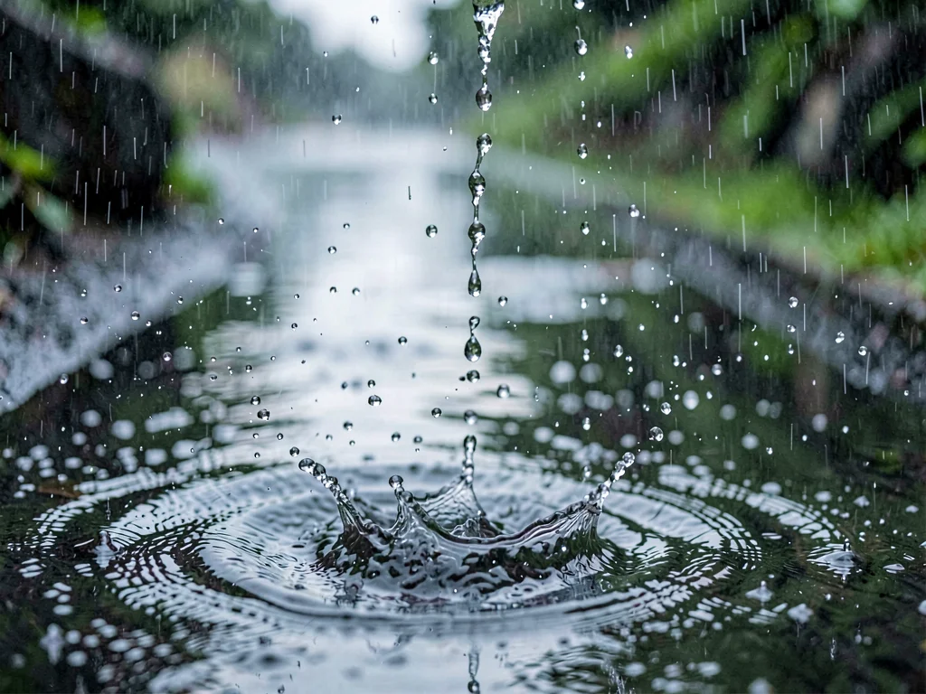 Rain ending showing last drops falling