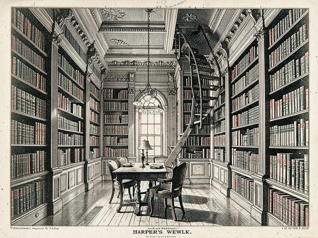 Victorian grand library interior