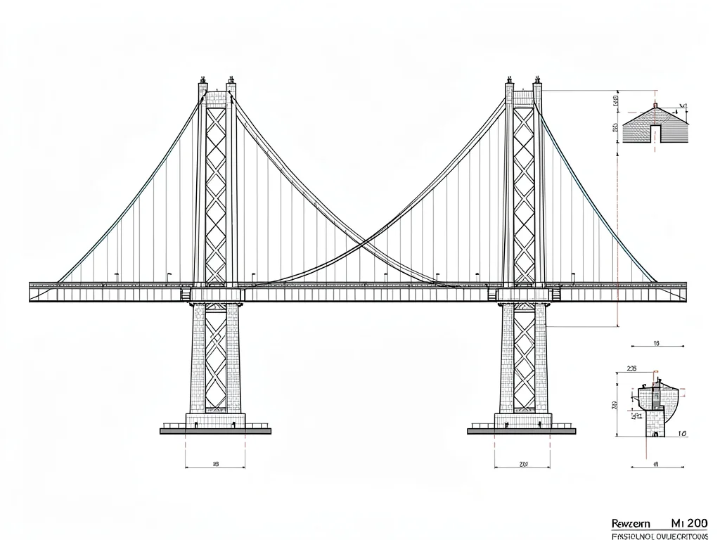 Suspension bridge elevation drawing
