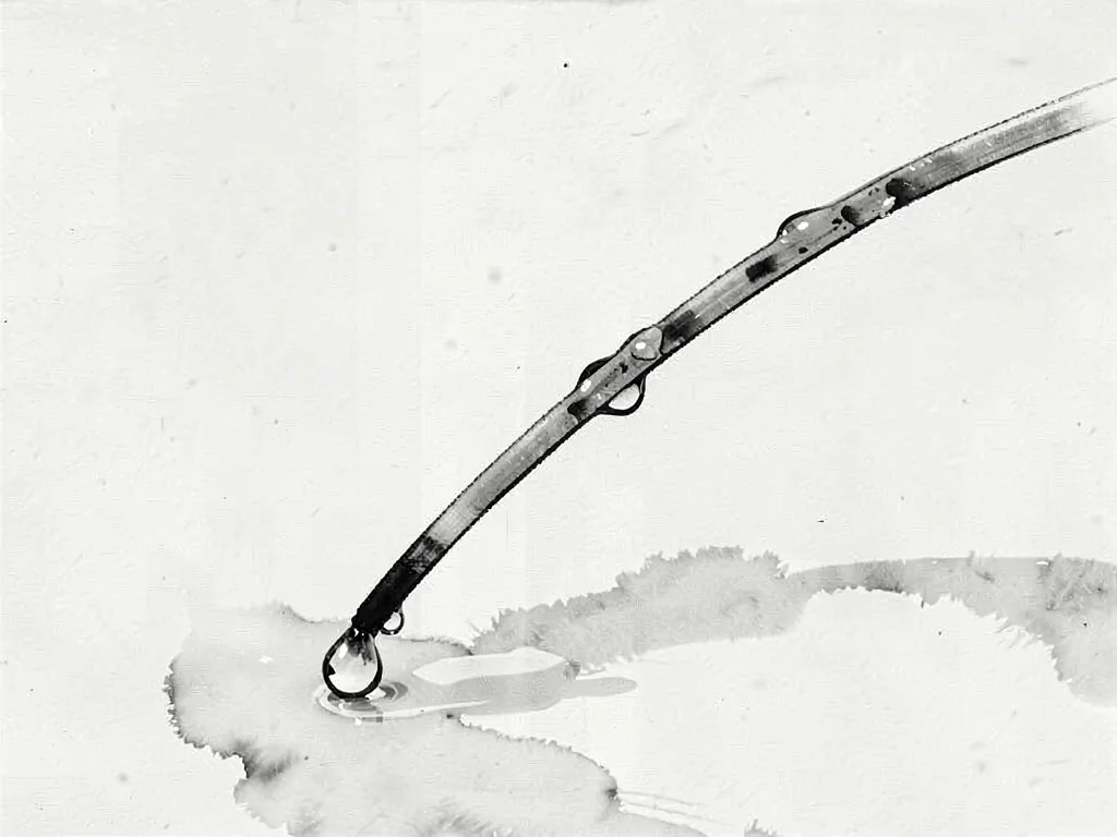Grass blade bent by water drop weight