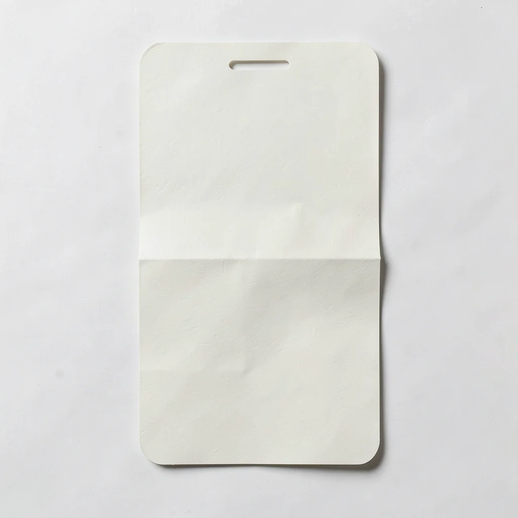 Single sheet of ivory paper folded into a precise mock phone-screen rectangle, h