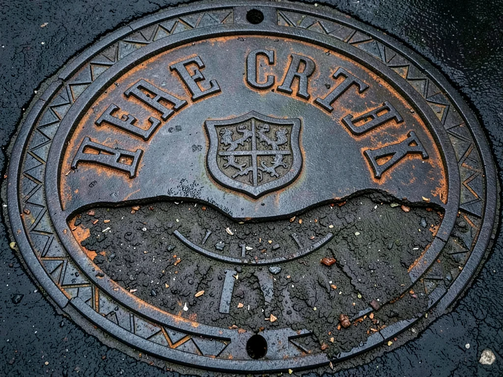 Partial Lettering Arc on Worn Manhole