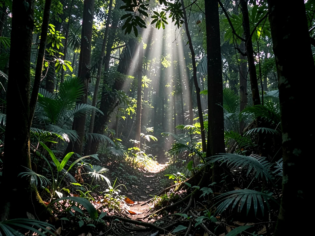 Light patch slowly moving across forest floor