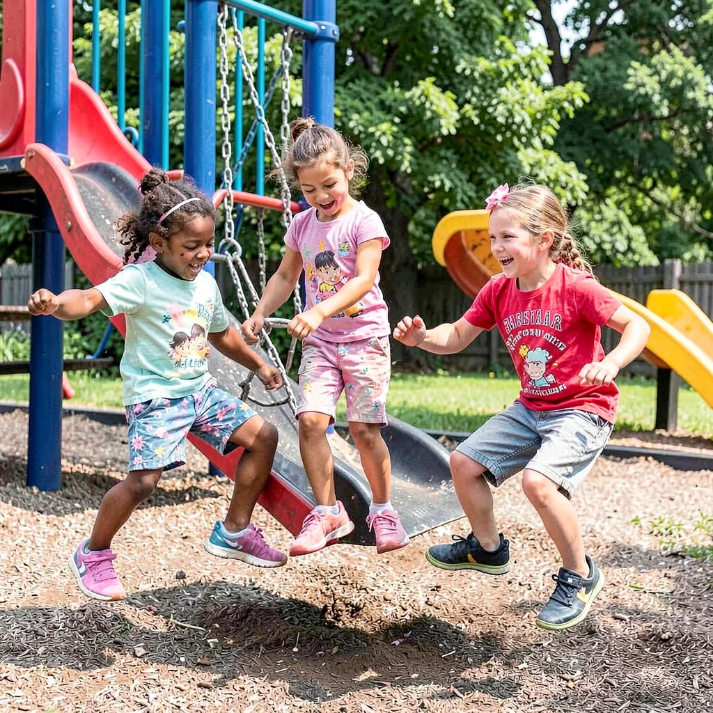Children spinning on playground
