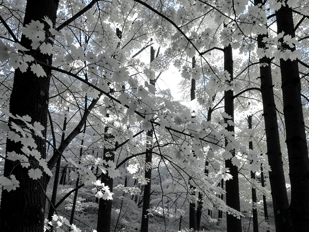 Forest glowing white foliage