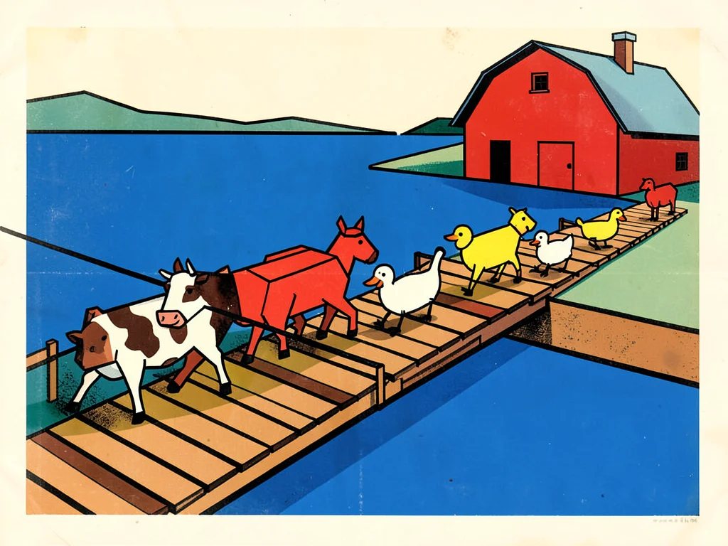 Farm Animal Parade Across the Bridge