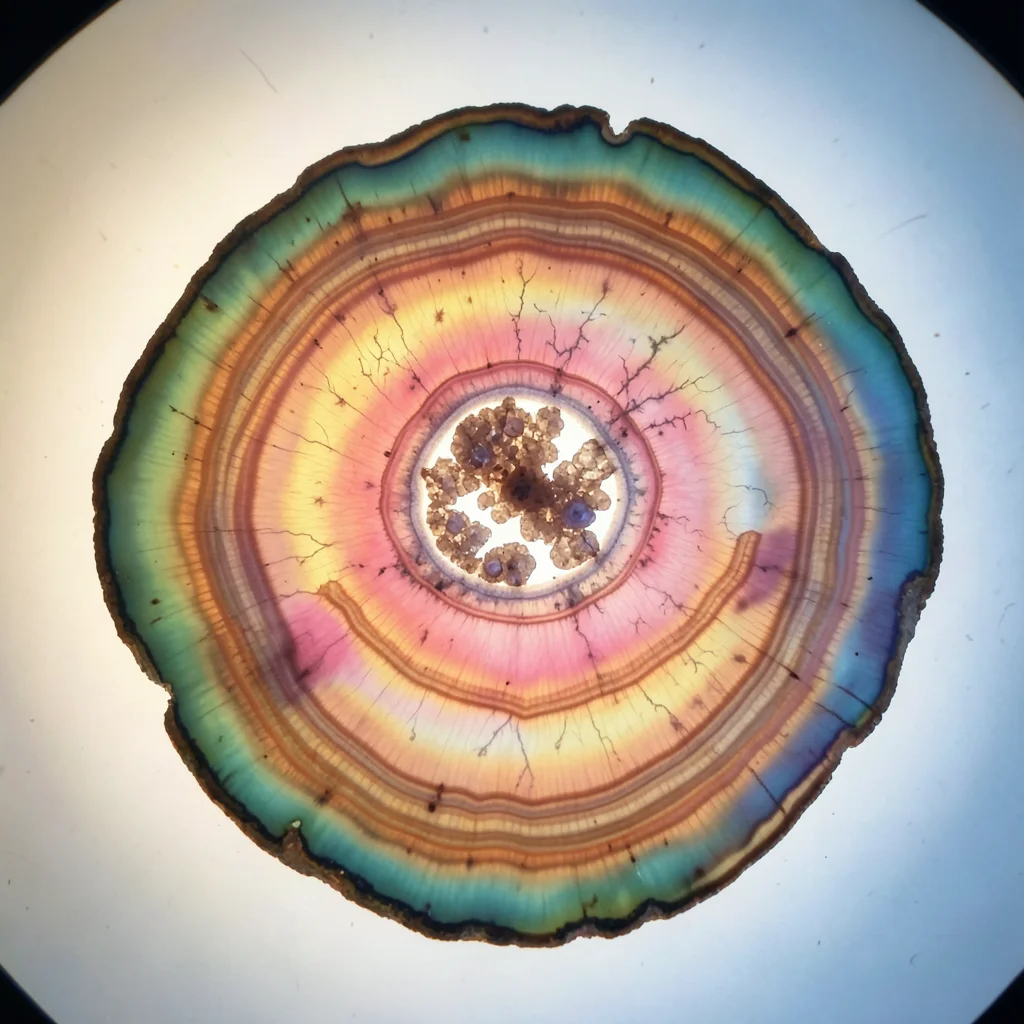 Tourmaline cross-section showing triangular crystal habit, watermelon pink core 