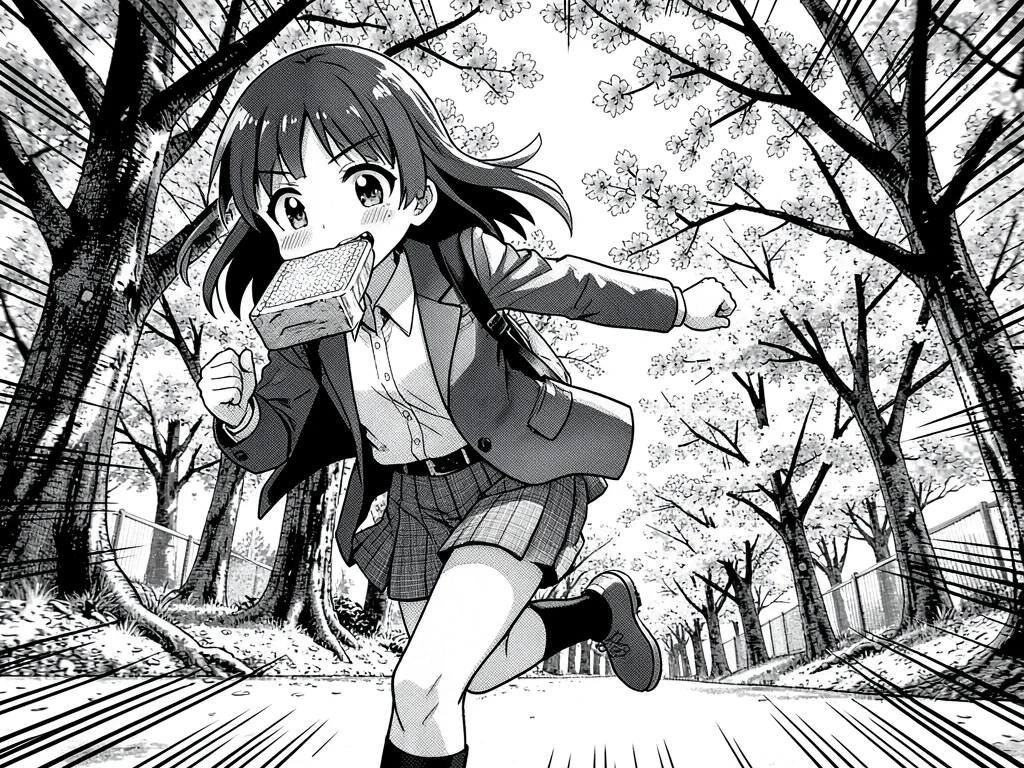 Late for school with toast