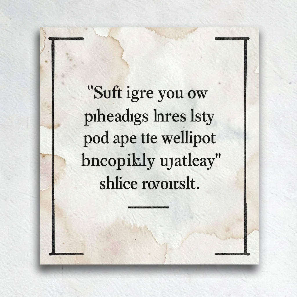 Wide banner quotecard with tall serif punctuation at corners, vellum tone with s