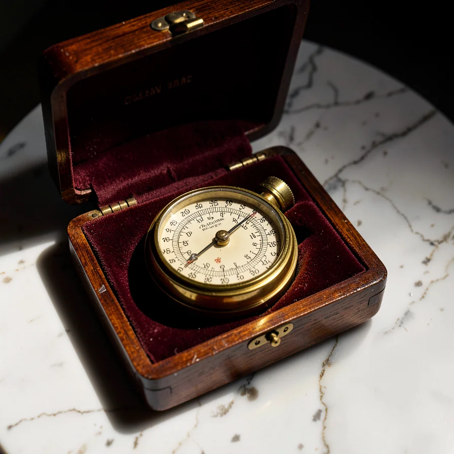 Brass Pocket Barometer with Leather Case