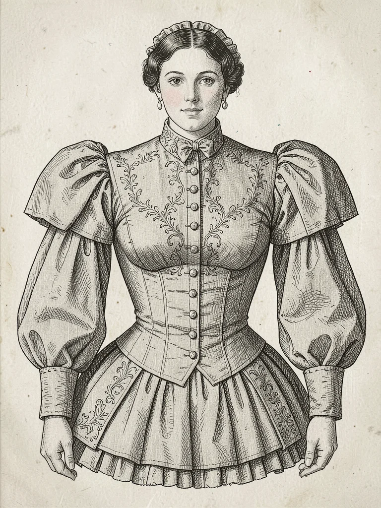 Gibson Girl blouse high collar