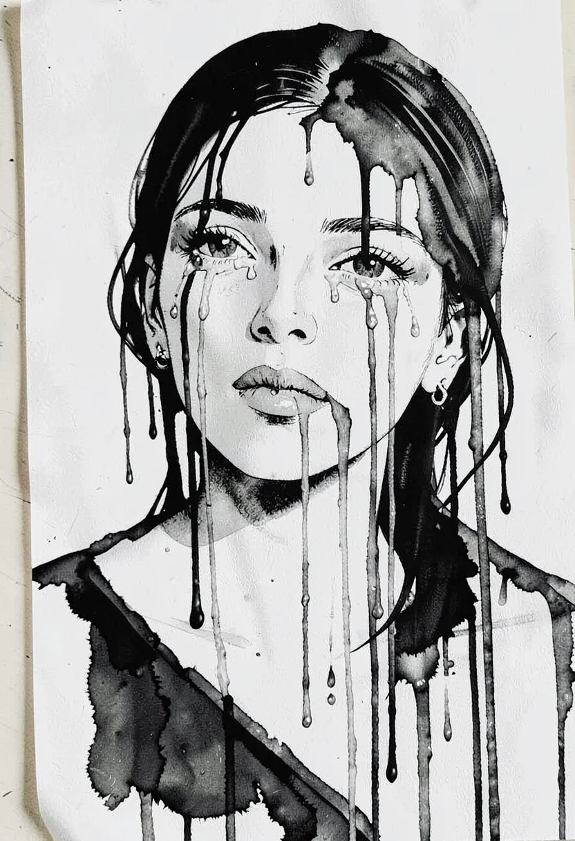 Woman tears drip