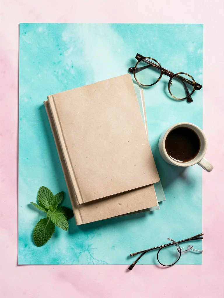 Reading-corner flat-lay three stacked paperbacks ceramic coffee mug a pair of ro