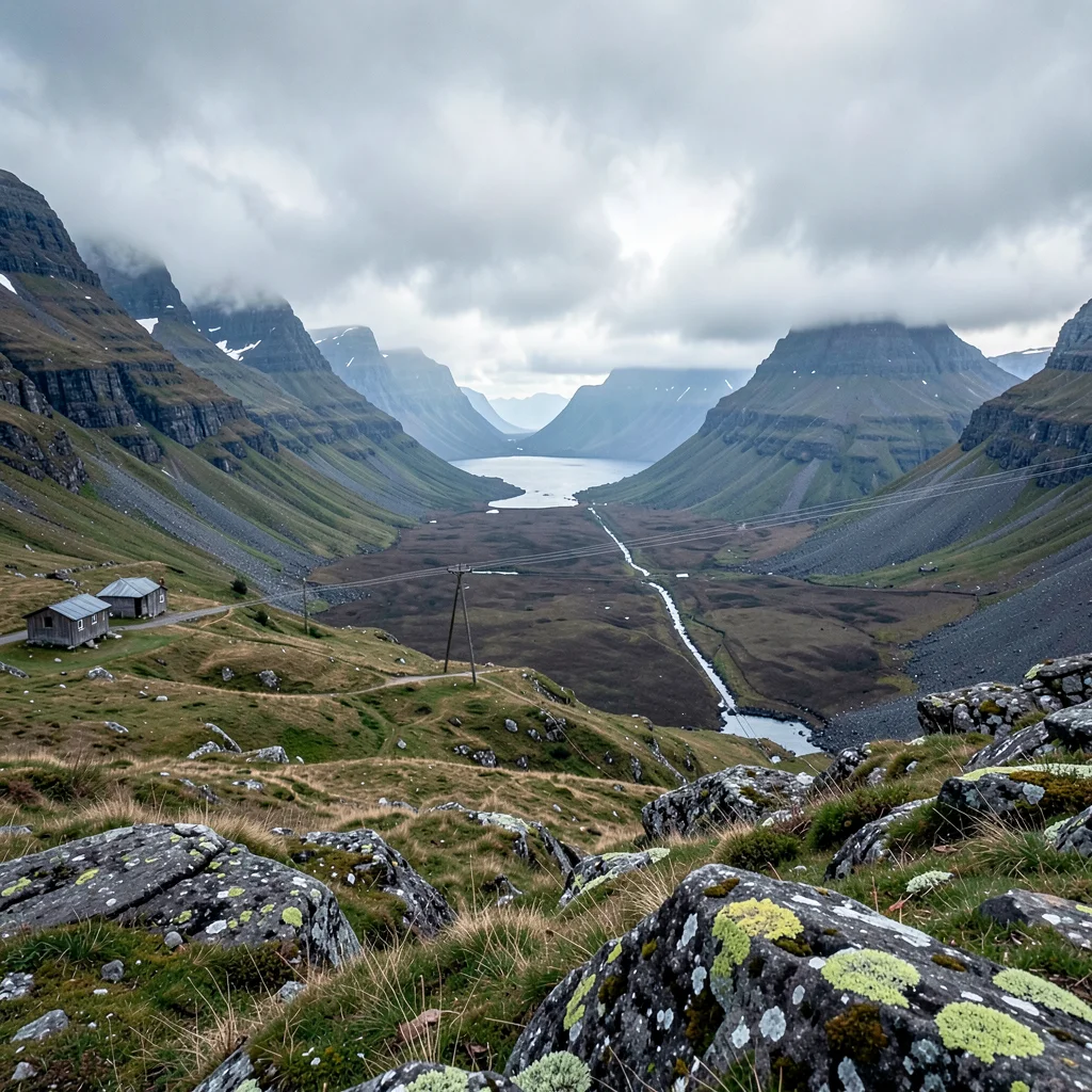 Icelandic isolation, Westfjords remoteness, Single power line crossing empty val
