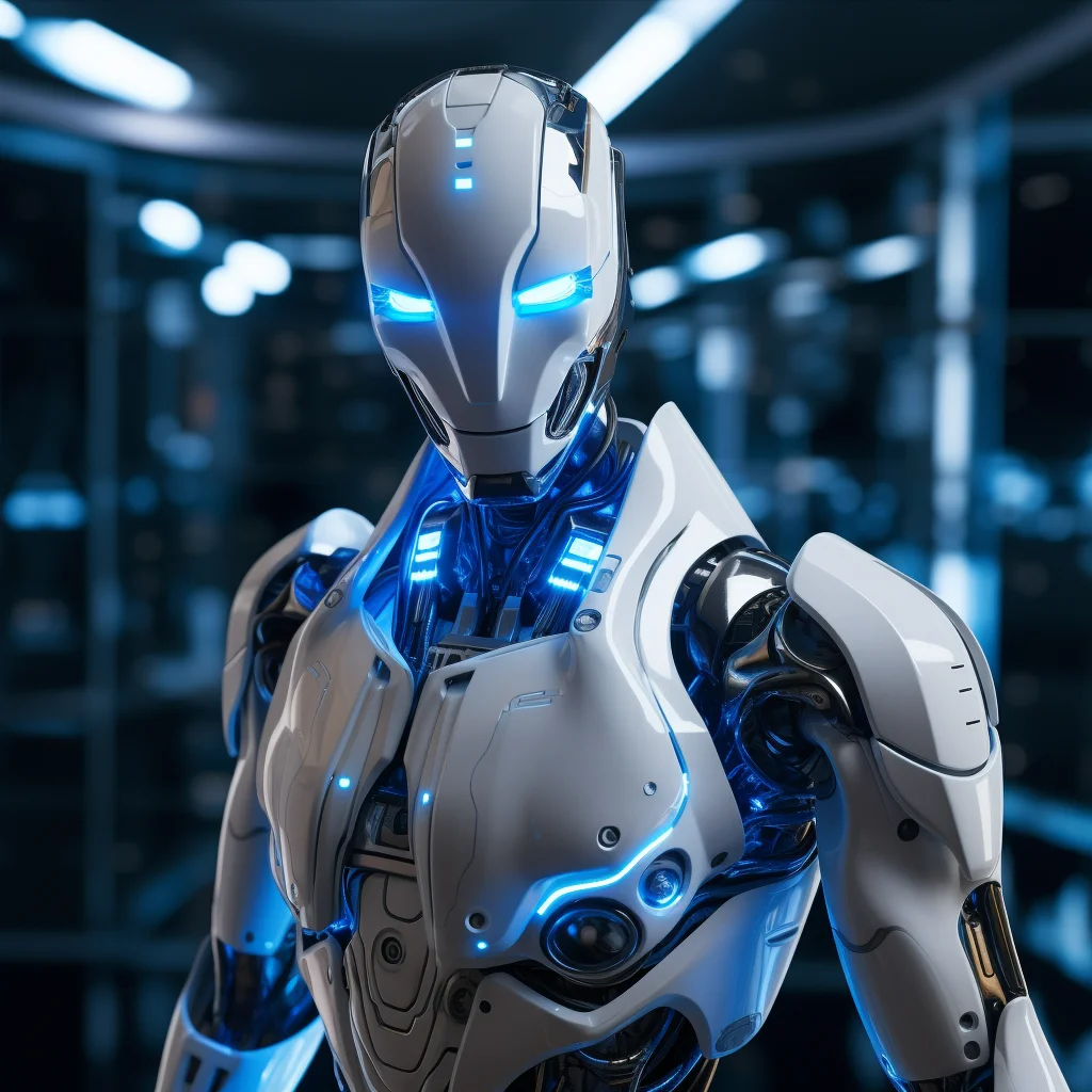 Futuristic AI Assistant Subject Humanoid robot with m