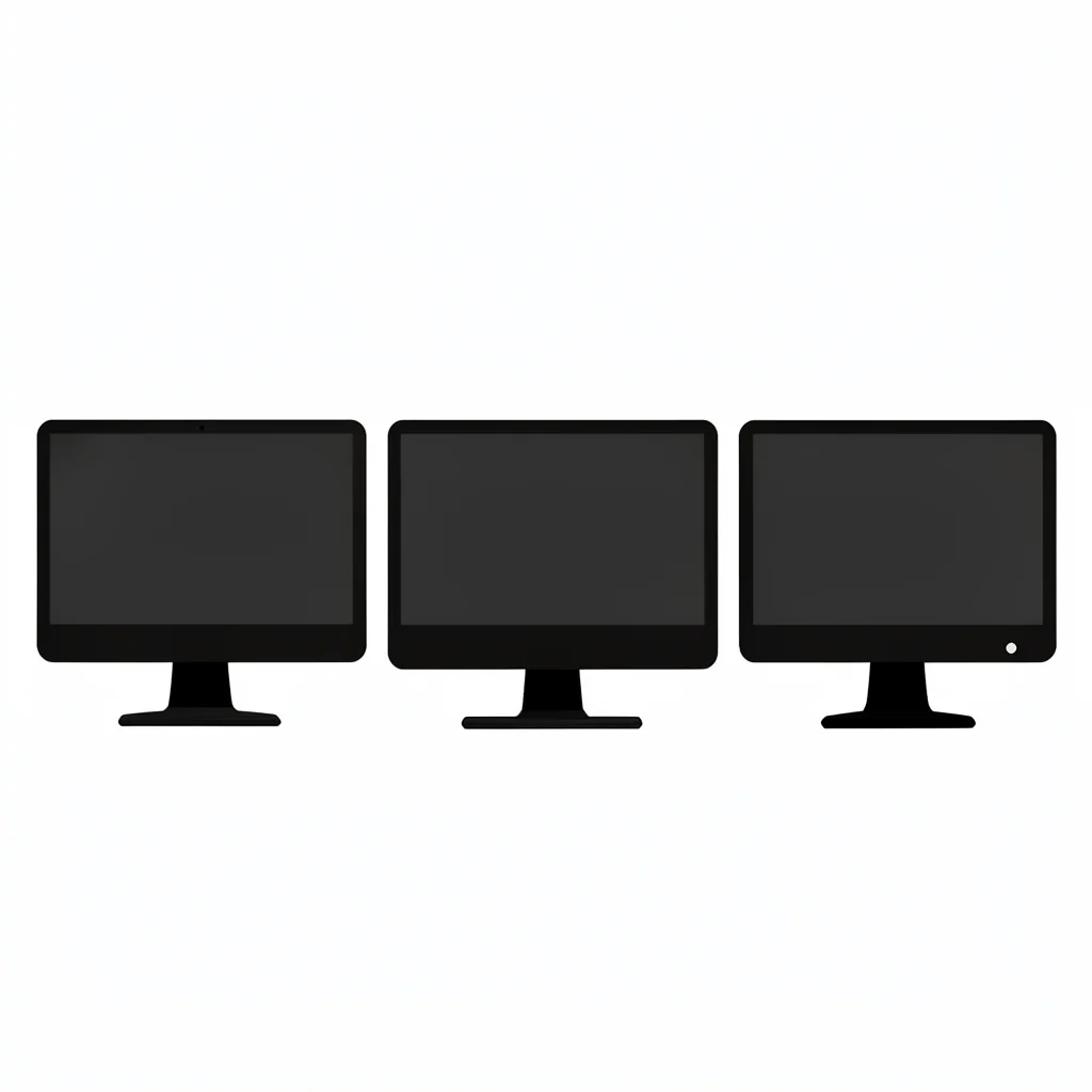 Vector arrangement of three monitor silhouettes in a row, calm cadence