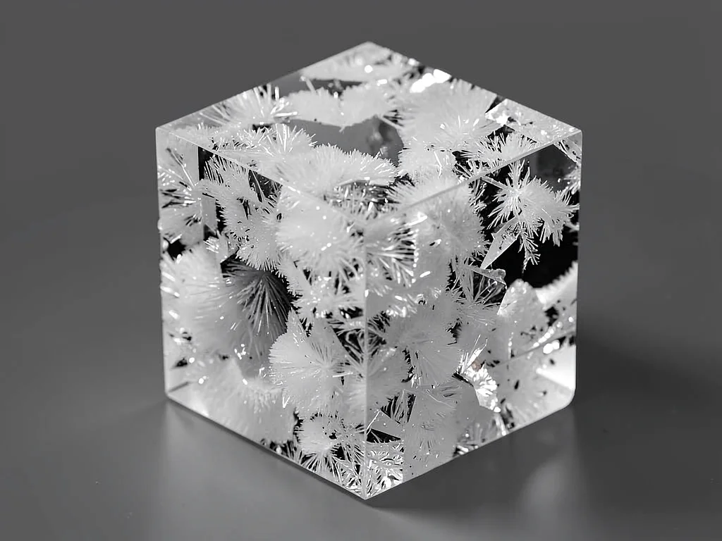 Salt crystal cube showing perfect edges