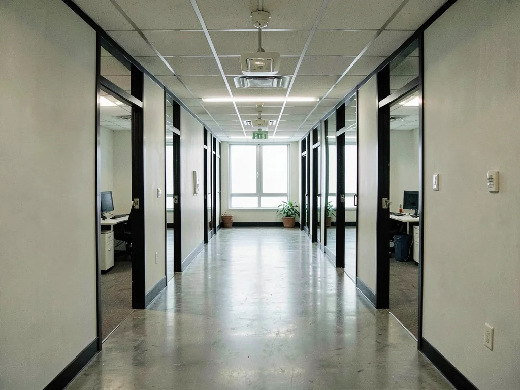Office corridor centered view
