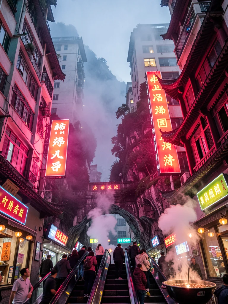Old city gate at Hongya Cave