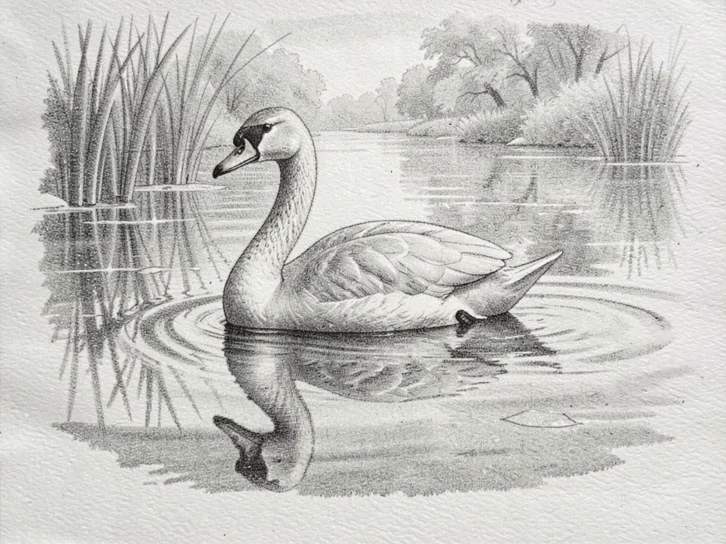 Swan on still water