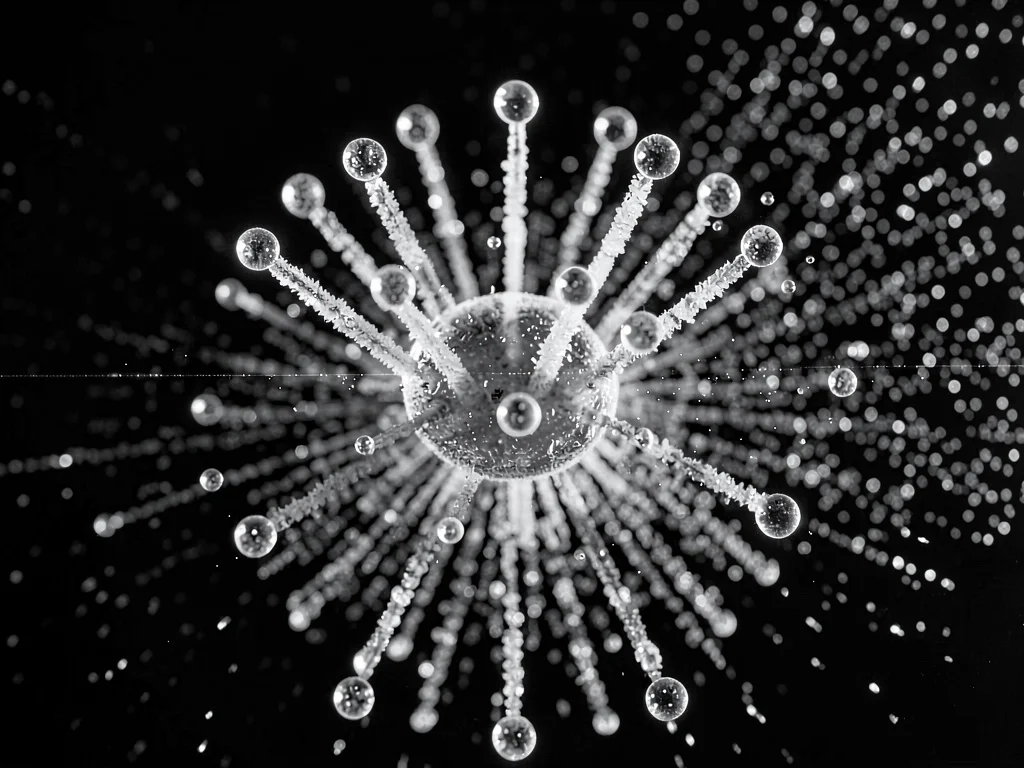 Water droplet crown frozen at the moment of sound-induced ejection