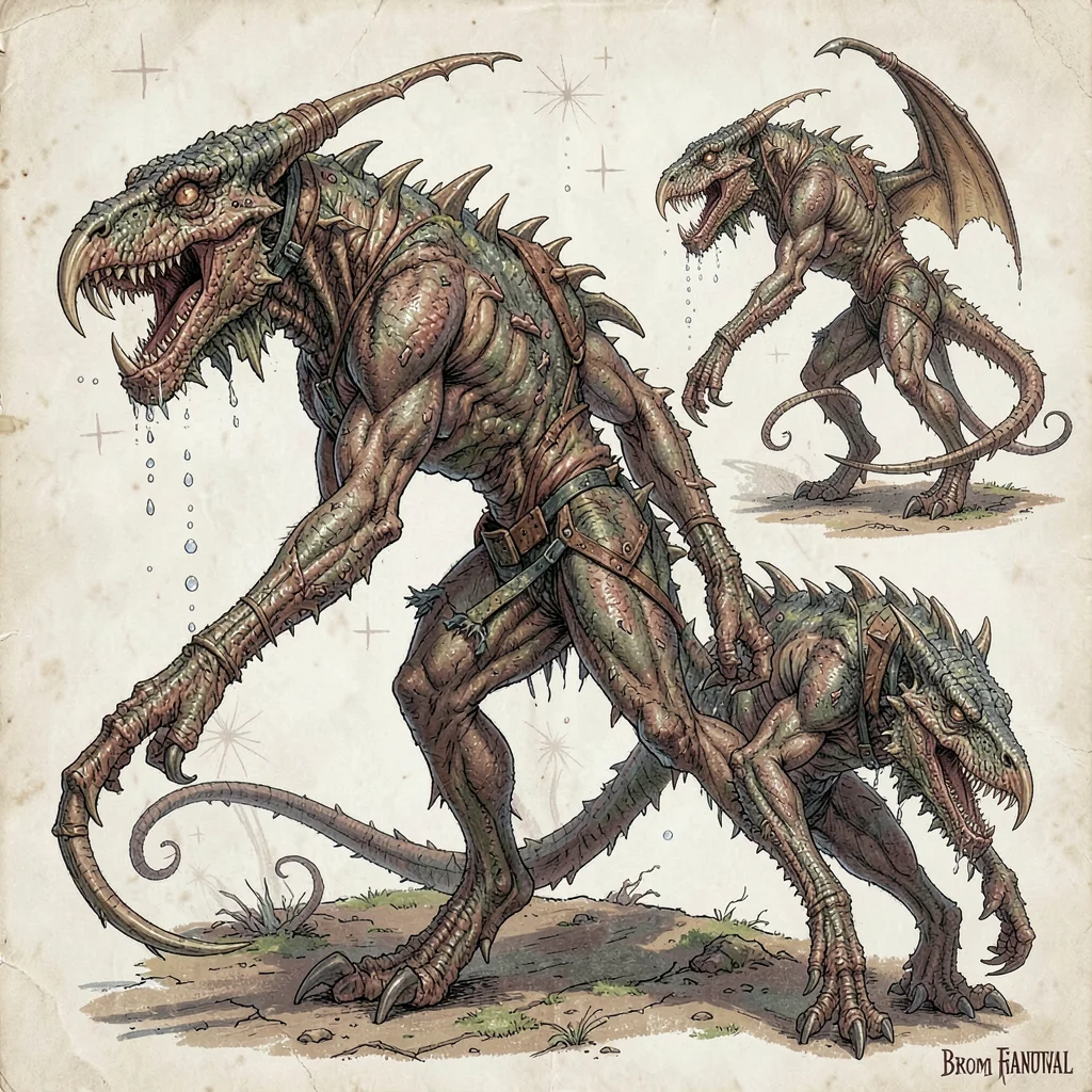 Fantasy creature illustration, a temporal predator existing in multiple time sta