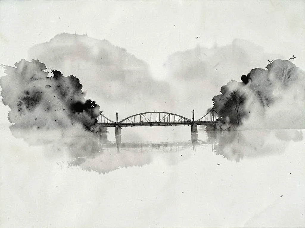 Bridge disappearing into fog at both ends